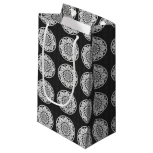Bolsa De Regalo Pequeña Star Mandala tejiendo blanco y negro