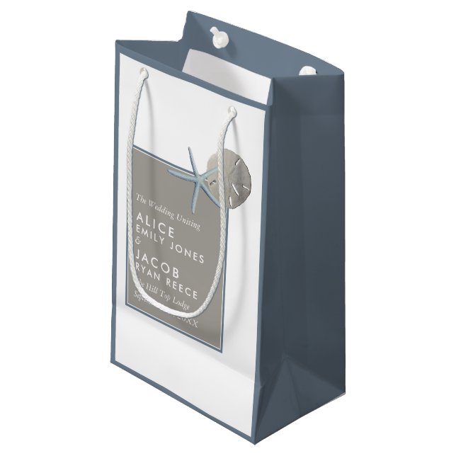 Bolsa De Regalo Pequeña Starfish and Sand Dollar - Boda en la playa (Angulo Anverso)