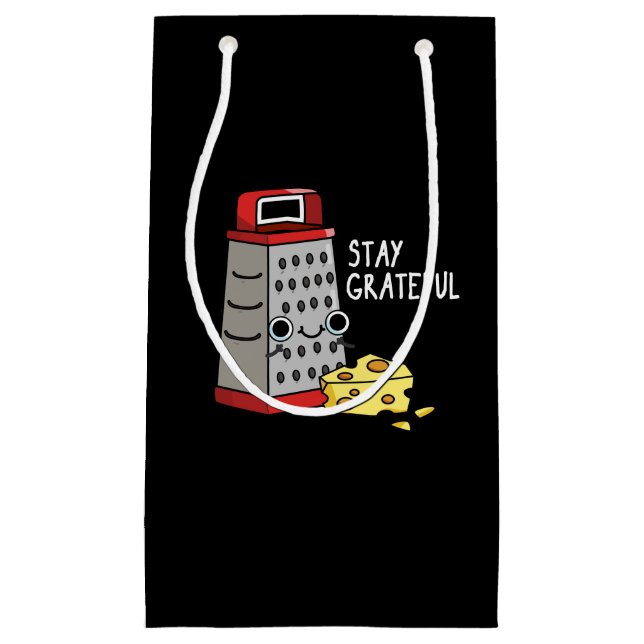 Bolsa De Regalo Pequeña Stay Graying Funny Cheese Pun Dark BG (Anverso)