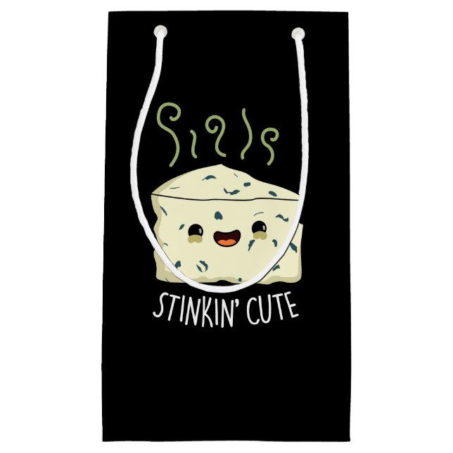 Bolsa De Regalo Pequeña Stinkin Cute Funny Cheese Pun Dark BG (Anverso)