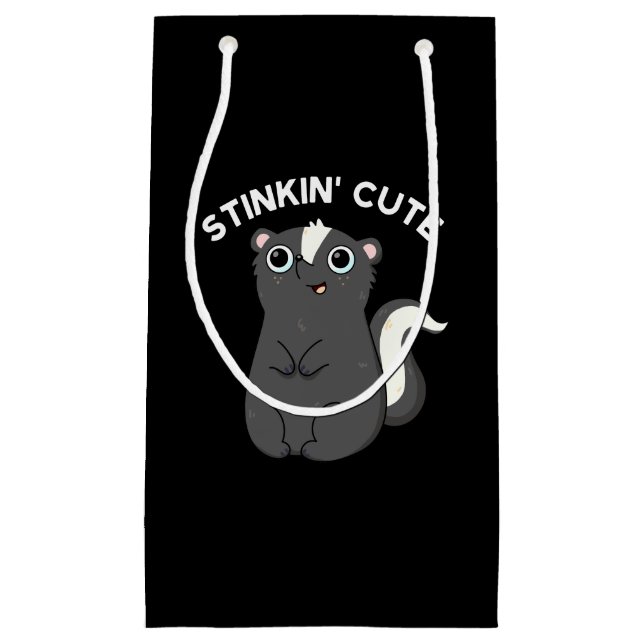 Bolsa De Regalo Pequeña Stinkin Cute Funny Skunk Pun Dark BG (Anverso)