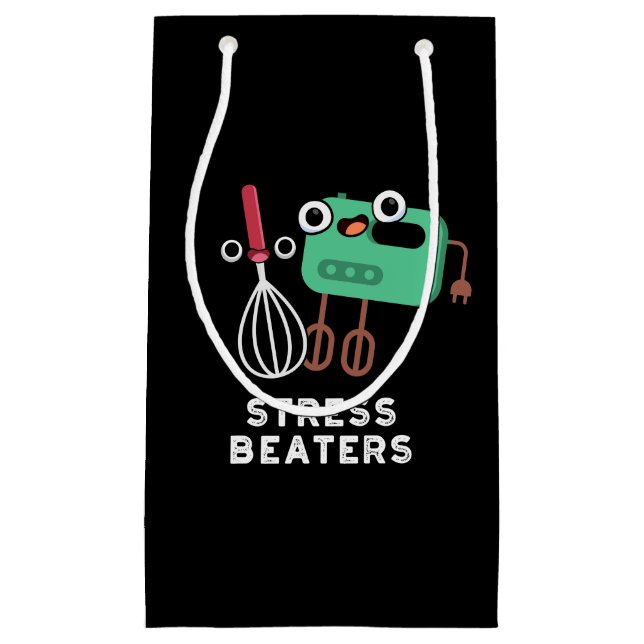 Bolsa De Regalo Pequeña Stress Beaters Funny Baking Whisk Pun Dark BG (Anverso)