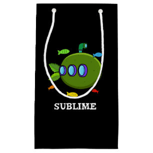 Bolsa De Regalo Pequeña Sublime Funny Submarine Fruit Lime Pun Dark BG