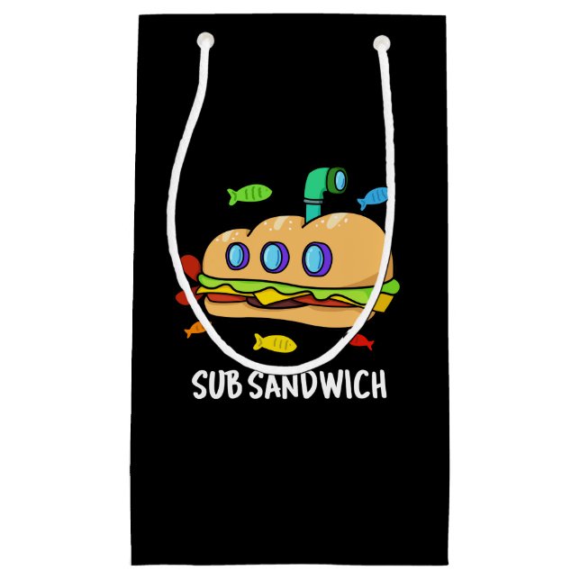 Bolsa De Regalo Pequeña Subsandwich Funny Food Pun Dark BG (Anverso)