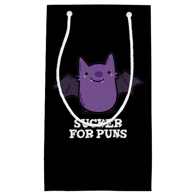 Bolsa De Regalo Pequeña Sucker For Puns Funny Baby Bat Pun Dark BG (Anverso)