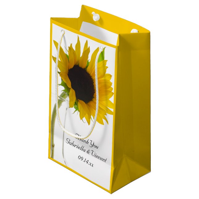 Bolsa De Regalo Pequeña Sunflower on White Boda Gracias (Angulo Anverso)