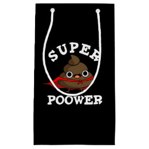 Bolsa De Regalo Pequeña Super Poower Funny Super Hero Poop Pun Dark BG
