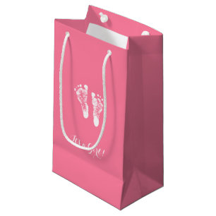 Bolsa De Regalo Pequeña Sus huellas recién nacidas rosadas lindas de una