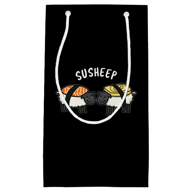 Bolsa De Regalo Pequeña Susheep Funny Sushi Pun Dark BG (Anverso)