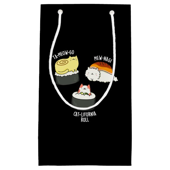 Bolsa De Regalo Pequeña Sushi Cats Gracioso Sushi Pun Dark BG (Anverso)