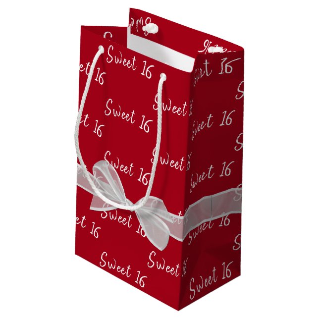 Bolsa De Regalo Pequeña Sweet 16 Birthday Bow On Red (Angulo reverso)