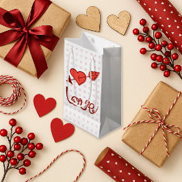Bolsa De Regalo Pequeña Sweet White Pink Arrow Heart Love