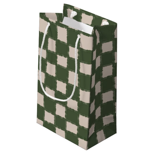 Bolsa De Regalo Pequeña Tablero de ajedrez gris verde elegante patrón a cu (Angulo reverso)