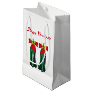 Bolsa De Regalo Pequeña Talones altos verdes con arcos de Navidad