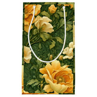 Bolsa De Regalo Pequeña Tapiz Floral Dorado