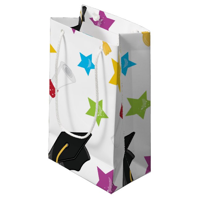 Bolsa De Regalo Pequeña Tapón y estrellas de graduación (Angulo Anverso)