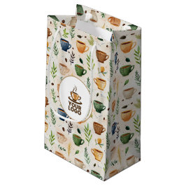 Bolsa De Regalo Pequeña Tazas de café acuarela patrón boho marca logo