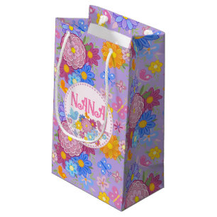 Bolsa De Regalo Pequeña Te Amamos Nana flores silvestres BOHO Personalizad