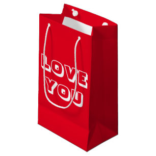 Bolsa De Regalo Pequeña Te amo, blanco rojo moderno negrita
