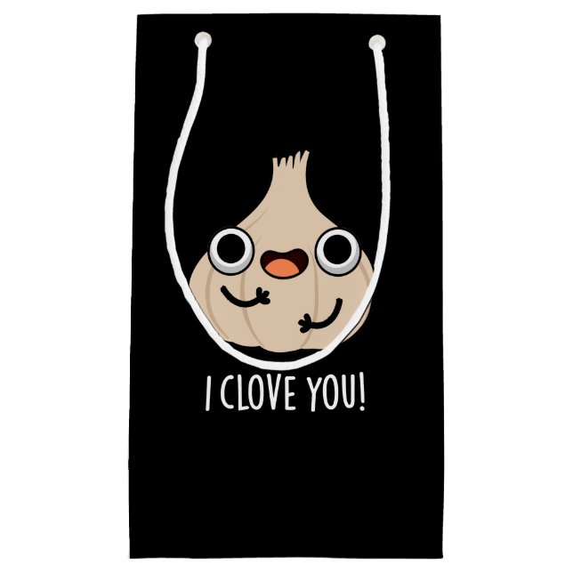 Bolsa De Regalo Pequeña Te Amo Clove Funny Spice Garlic Pun Dark BG (Anverso)