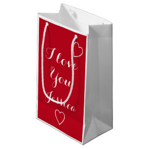 Bolsa De Regalo Pequeña Te Amo Nombre Personalizado Rojo