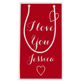Bolsa De Regalo Pequeña Te Amo Nombre Personalizado Rojo