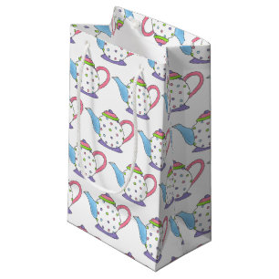 Bolsa De Regalo Pequeña Tea Lover Polka Dot Pastel Teapot Tea Pot Print