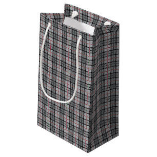 Bolsa De Regalo Pequeña Tela escocesa del pixel en gris con la raya roja