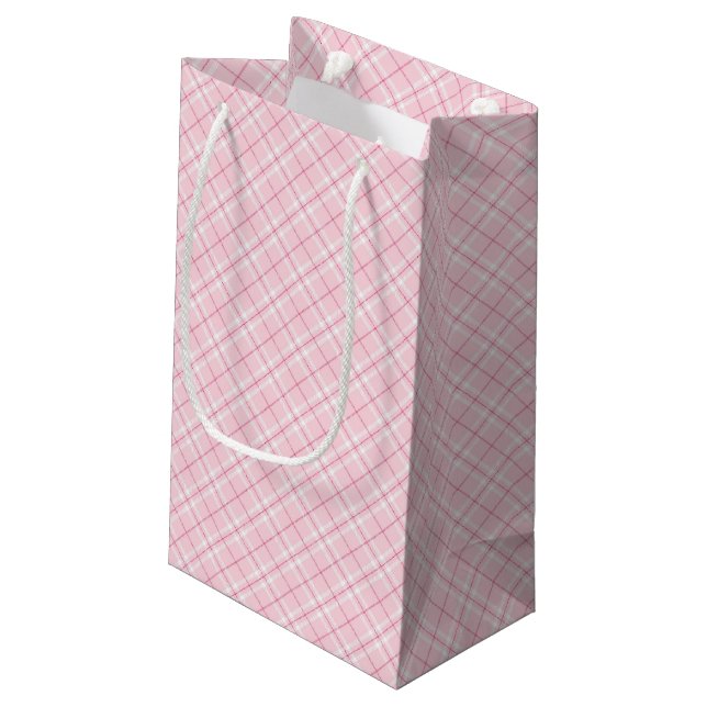 Bolsa De Regalo Pequeña Tela escocesa rosa clara (Angulo reverso)