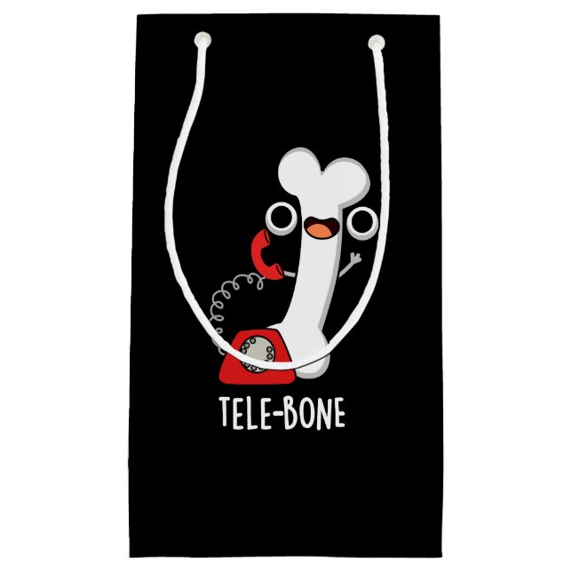 Bolsa De Regalo Pequeña Tele-bone Funny Teléfono Óseo Pun Dark BG (Anverso)