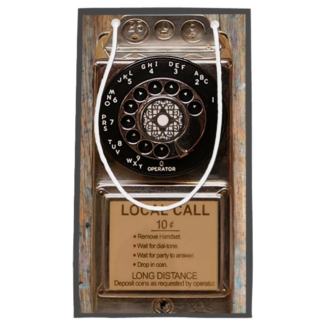 Bolsa De Regalo Pequeña Teléfono anticuado de rotativo de pago robusto (Anverso)