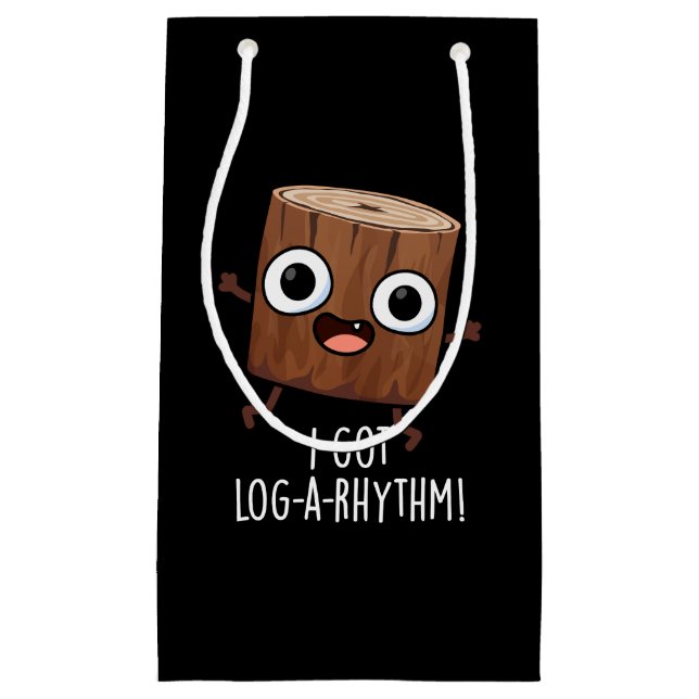 Bolsa De Regalo Pequeña Tengo Log-a-rhythm Funny Wood Pun Dark BG (Anverso)
