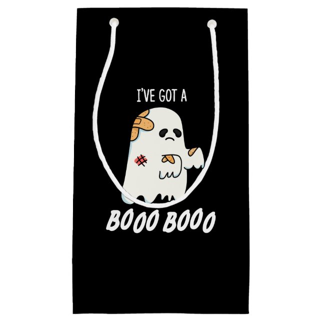 Bolsa De Regalo Pequeña Tengo un Boo Boo Gracioso Ghost Pun Dark BG (Anverso)