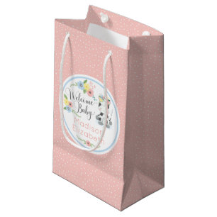 Bolsa De Regalo Pequeña Ternera Floral Becerra Bienvenida Bebé Personaliza