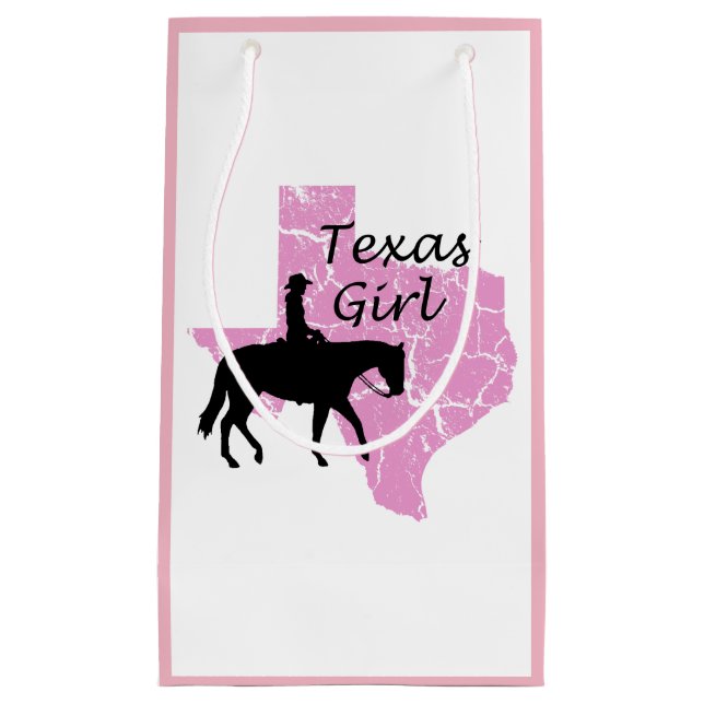Bolsa De Regalo Pequeña Texas Chica Caballo Rosado SGB (Anverso)
