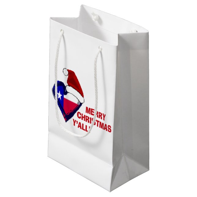 Bolsa De Regalo Pequeña Texas Santa - ¡Feliz Navidad! (Angulo Anverso)