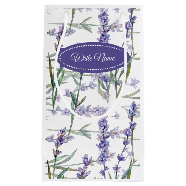 Bolsa De Regalo Pequeña Texto del personalizar de la flor de la lavanda - (Anverso)