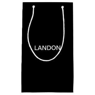 Bolsa De Regalo Pequeña Texto editable moderno   Blanco y negro