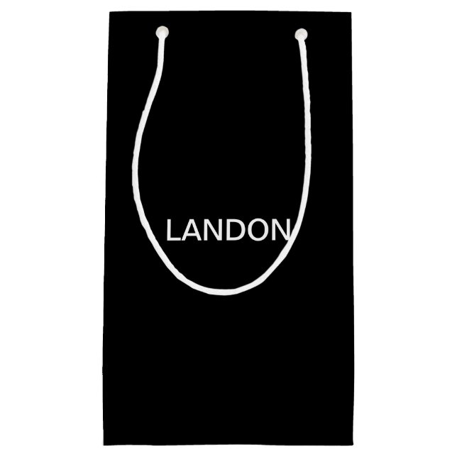 Bolsa De Regalo Pequeña Texto editable moderno | Blanco y negro (Anverso)