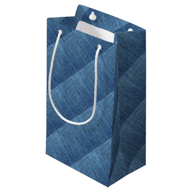 Bolsa De Regalo Pequeña Textura de jeans azules (Angulo Anverso)