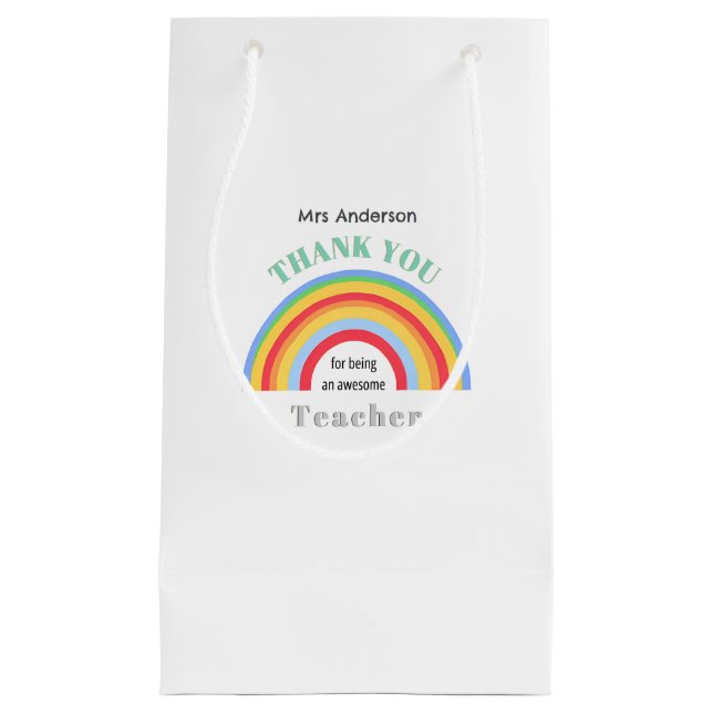 Bolsa De Regalo Pequeña Thank You Teacher Rainbow Personalized (Anverso)