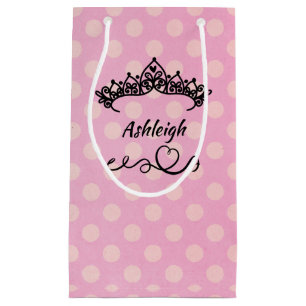 Bolsa De Regalo Pequeña Tiaras princesa y corazones sobre papel de envolve