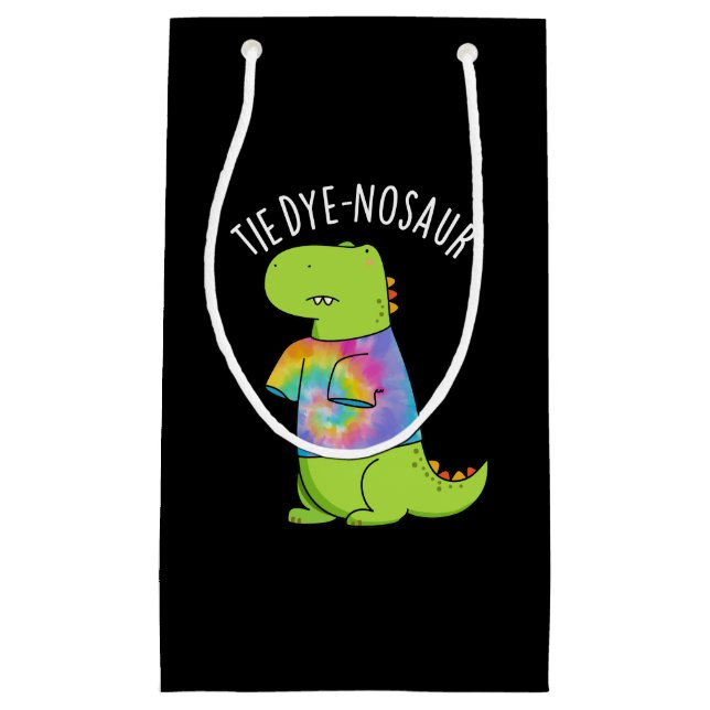 Bolsa De Regalo Pequeña Tie-dye-nosaur Funny Dinosaur Pun Dark BG (Anverso)