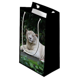 Bolsa De Regalo Pequeña Tigre negro y blanco bengalí relajado y sonriente