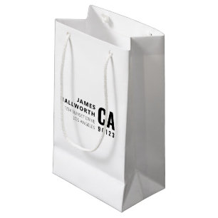 Bolsa De Regalo Pequeña Tipografía Moderna Blanca y Negra   Nombre y Direc
