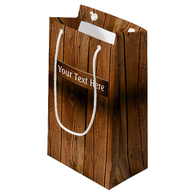 Bolsa De Regalo Pequeña Todo propósito de madera rústica (Angulo Anverso)