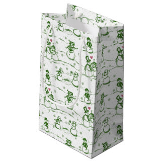 Bolsa De Regalo Pequeña Toile del desfile de Snowman - verde
