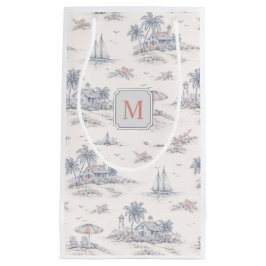 Bolsa De Regalo Pequeña Toile Monograma Tropical Costera Azul Francesa