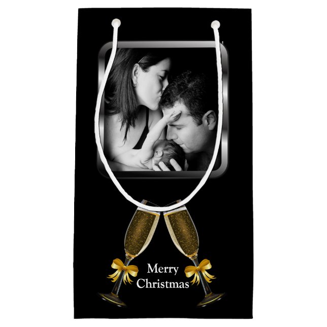 Bolsa De Regalo Pequeña Tostada de champán Personalizado elegante foto (Anverso)