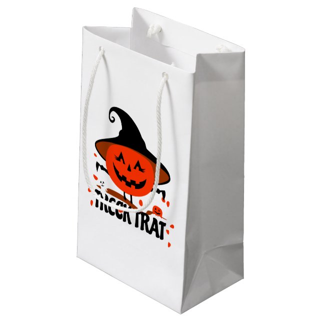 Bolsa De Regalo Pequeña Treck Trat Pumpkin Sonriente (Angulo reverso)